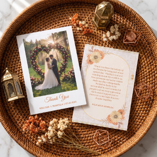 Elegant Arabic Lantern Floral Wedding Photo Thank You Card