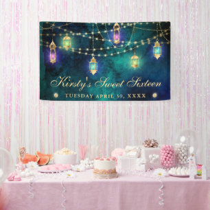 Elegant Arabic Lantern Sweet Sixteen Banner