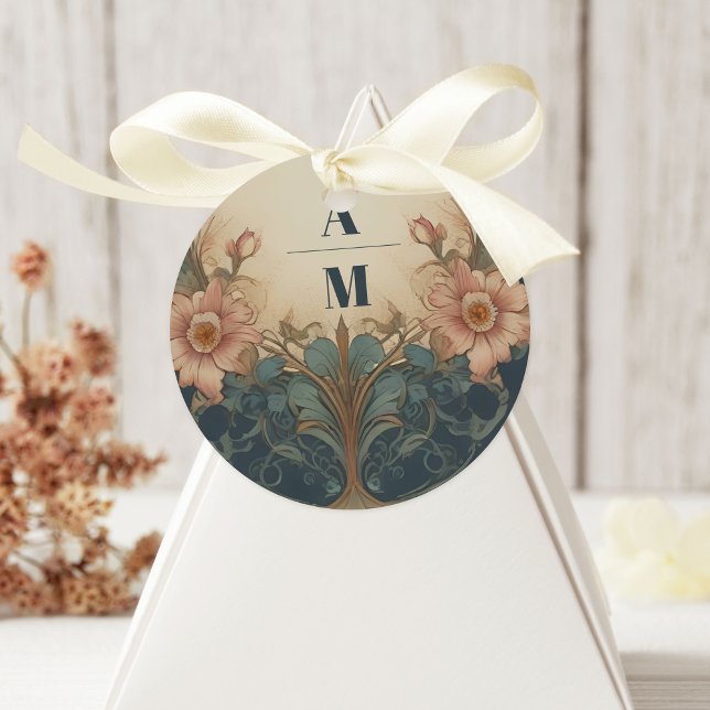 Elegant Arch Art Nouveau Wedding Classic Round Sticker (Creator Uploaded)