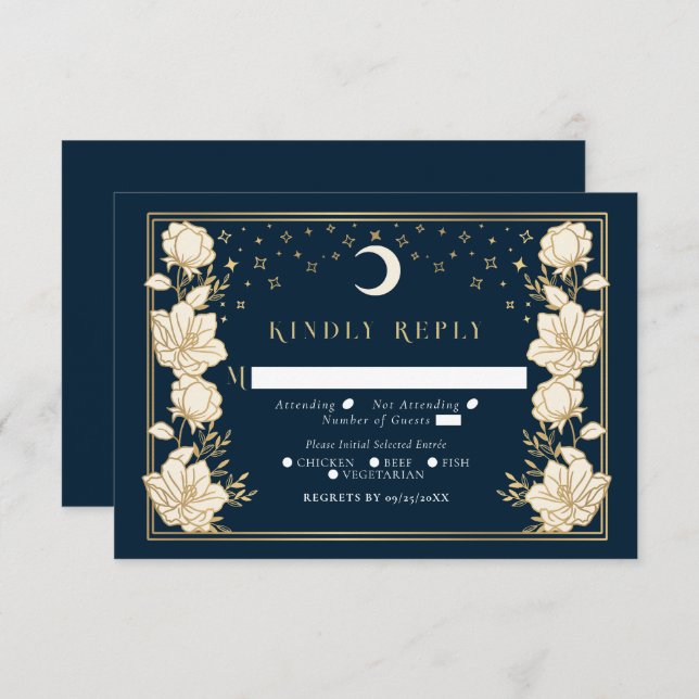 Elegant Arch Art Nouveau Wedding RSVP Enclosure Card (Front/Back)