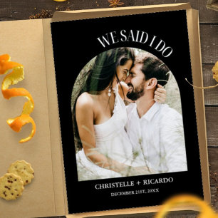 Elegant  Arch Black & White Elopement announcement