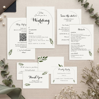 Elegant Arch Botanical Greenery Wedding Invitation