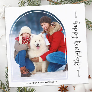 Elegant Arch Christmas Custom Modern Pet Dog Photo Holiday Card