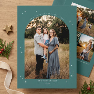 Elegant Arch Christmas Photo - Teal Holiday Card
