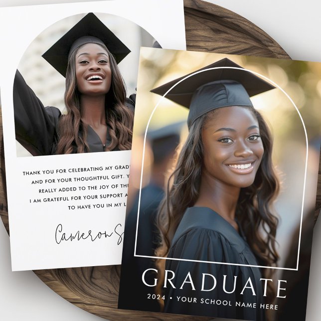 Elegant arch classic graduation photo graduate thank you card (Elegant arch classic graduation photo graduate thank you card)