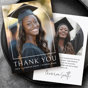 Elegant arch classic graduation photo graduate thank you card