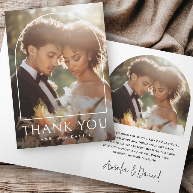 Elegant arch classic wedding photo folded thank you card (Elegant arch classic wedding photo folded thank you card)