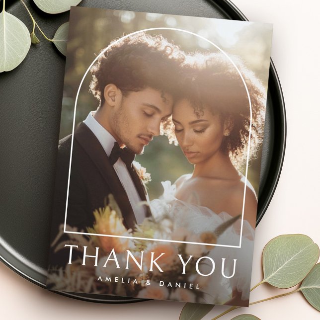 Elegant arch classic wedding photo thank you card (Elegant arch classic wedding photo thank you card)