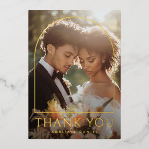 Elegant arch classic wedding photo thank you card