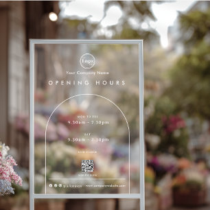 Elegant Arch Company Logo QR code Opening Hours Acrylic Sign