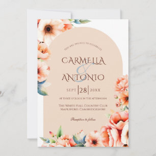 Elegant Arch Detail Peach Wedding Invitation