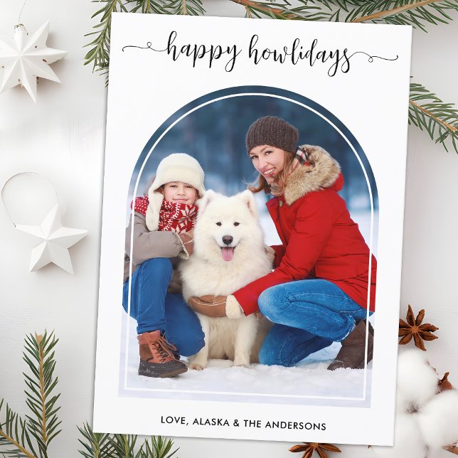 Elegant Arch Dog Christmas Custom Modern Pet Photo Holiday Card (Creator Uploaded)