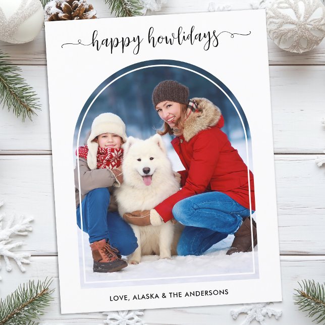 Elegant Arch Dog Christmas Custom Modern Pet Photo Holiday Postcard (Creator Uploaded)