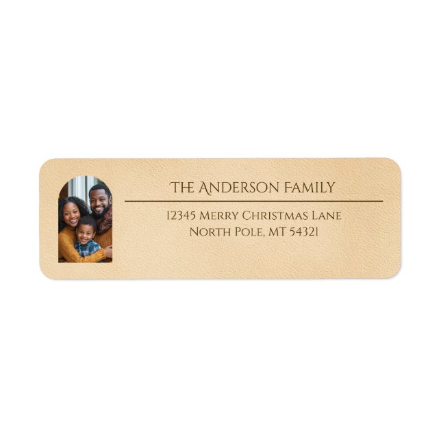 Elegant Arch Family Photo Beige Return Address Label (Front)