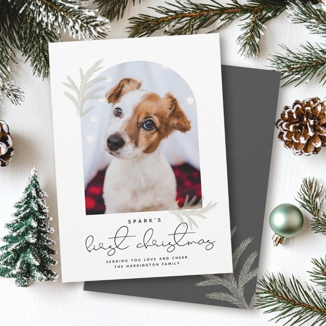 Elegant Arch | First Christmas Pet Dog Modern Holiday Card (Creator Uploaded)