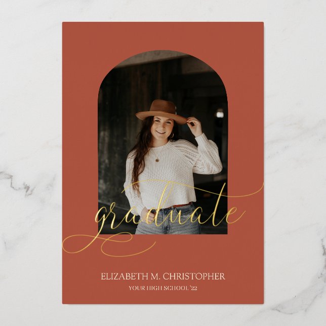 Elegant Arch Frame 5 Photo Collage Graduation Real (Front)