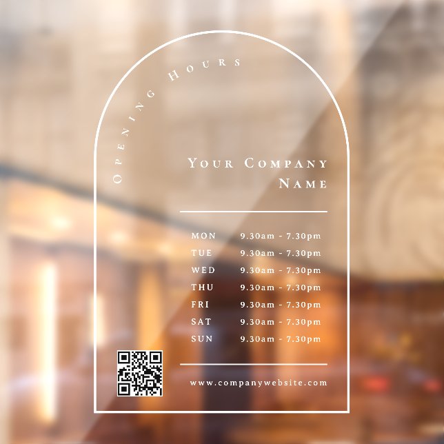 Elegant Arch Frame Business Opening Hours QR Code (Sheet 2)