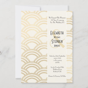 Elegant Arch Gatsby Art Deco 1920's Ivory & Gold  Invitation
