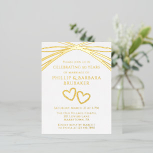 Elegant Arch Golden 50th Wedding Anniversary Party Foil Invitation Postcard