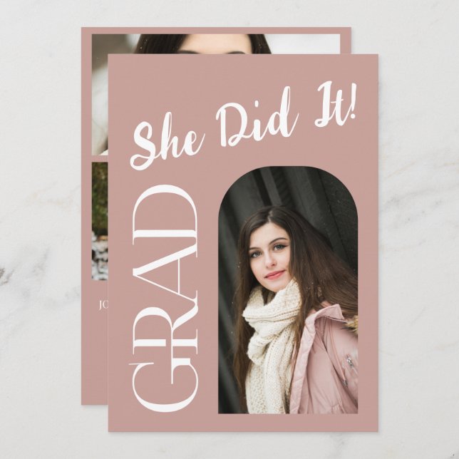 Elegant Arch Graduation Invitation | Custom Photo  (Front/Back)