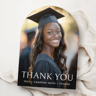 Elegant arch graduation photo Thank you card