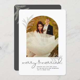 Elegant Arch Merry & Married Modern Spruce Holid Holiday Card