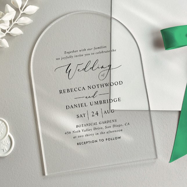 Elegant Arch Minimalist Wedding  Acrylic Invitations (Creator Uploaded)