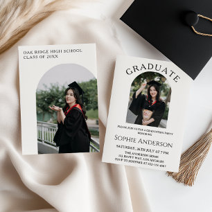 Elegant Arch Modern Photo Graduation Party Invitation