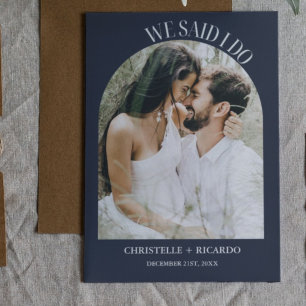Elegant  Arch Navy Blue Elopement announcement