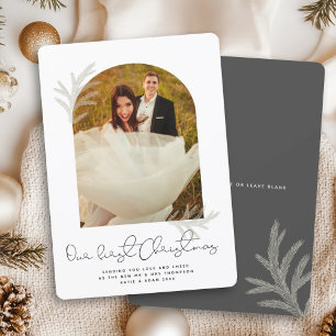 Elegant Arch OUR FIRST CHRISTMAS Modern Spruce Holiday Card