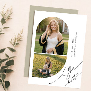 Elegant Arch Photo Collage Graduation Announcement Postcard