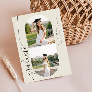 Elegant Arch Photo Collage Graduation Invitation Postcard
