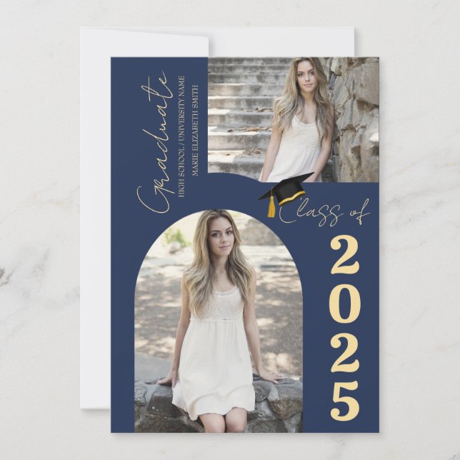 Elegant  Arch Photo College High School Graduation Announcement (Front)