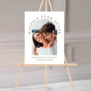 Elegant Arch Photo Gold White Wedding Welcome Acrylic Sign