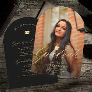 Elegant arch photo graduation party invitation