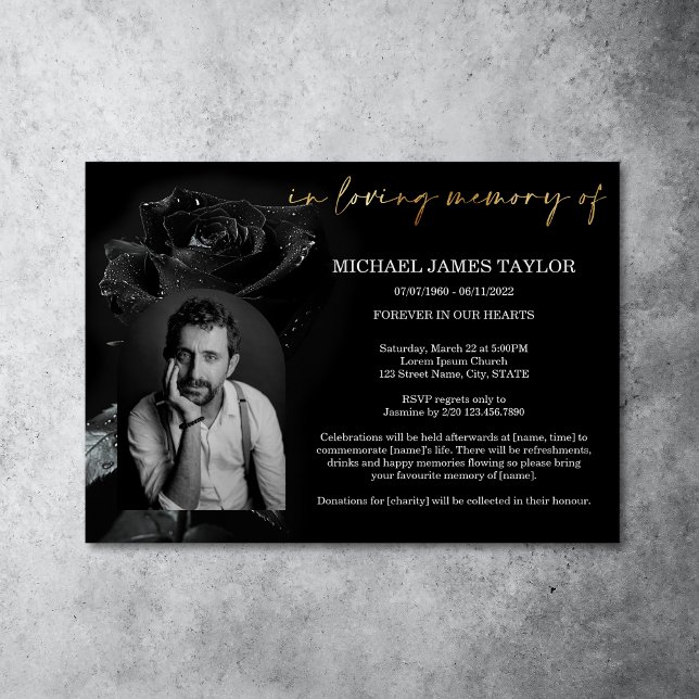Elegant Arch Photo In Loving Memory Funeral  Invitation (Creator Uploaded)