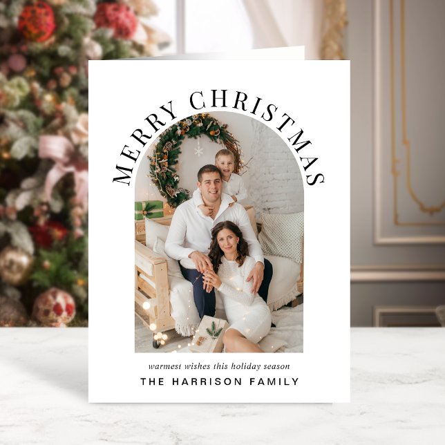 Elegant Arch Photo Merry Christmas Holiday (Share the love and warmth of the season with an elegant arch photo Christmas card)