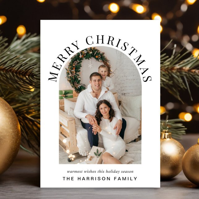 Elegant Arch Photo Merry Christmas Holiday Card (Share the love and warmth of the holiday season with this personalized photo folded Christmas card)