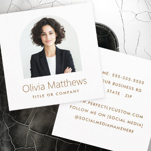 Elegant arch photo modern professional minimal square business card