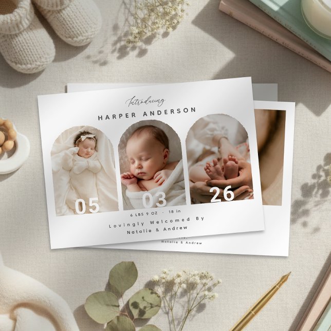 Elegant Arch Photo Newborn Baby Birth Announcement (Elegant Arch Photo Newborn Baby Birth Announcement)