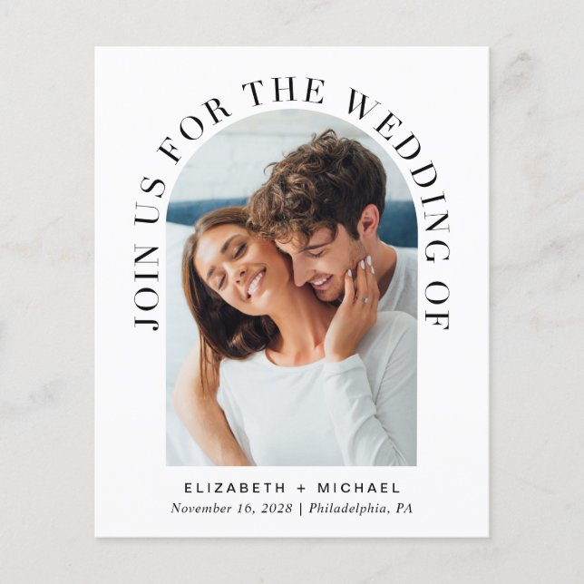 Elegant Arch Photo QR Code Wedding Invitation (Front)