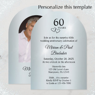 Elegant Arch Photo Surprise 60th Anniversary Party Invitation