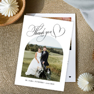 Elegant arch photo wedding thank you card