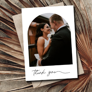 Elegant Arch Photo Wedding Thank You  Card