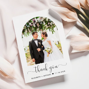 Elegant Arch Photo Wedding Thank You Card
