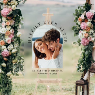 Elegant Arch Photo Wedding Welcome Acrylic Sign