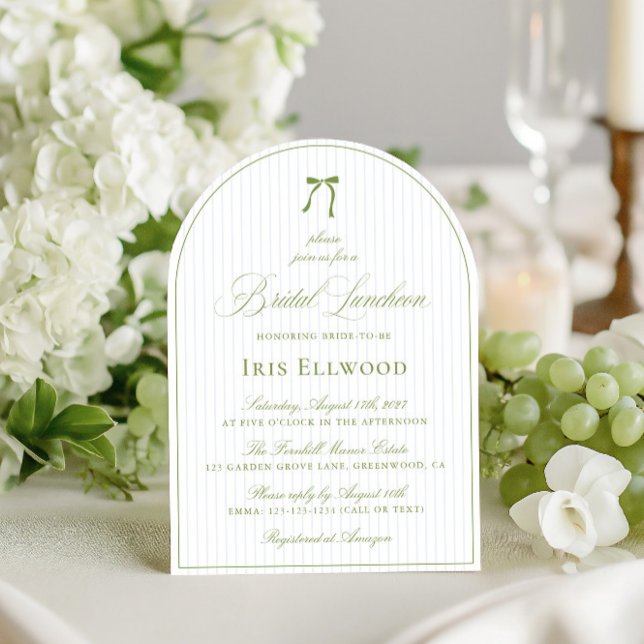 Elegant Arch Sage Green & Blue Bridal Luncheon Invitation (Elegant Arch Sage Green & Blue Bridal Luncheon Invitation)