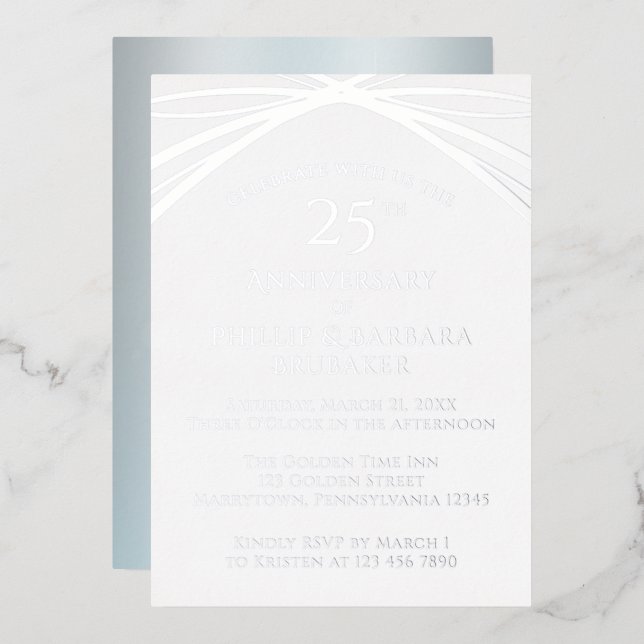 Elegant Arch Silver 25th Wedding Anniversary Party (Front/Back)
