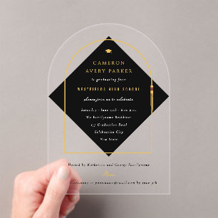 Elegant Arch Tassels Frame Photo Graduate Party Acrylic Invitations