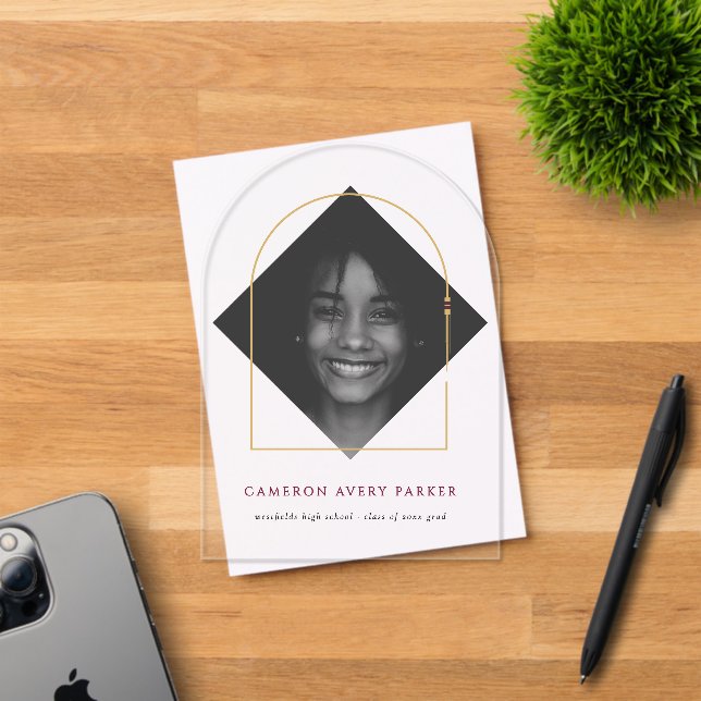 Elegant Arch Tassels Modern Frame Photo Graduation Acrylic Invitations (Insitu (Invitation Card))